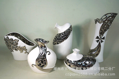 【銀色電鍍鏤空花插 歐式陶瓷花瓶】?jī)r(jià)格,廠家,圖片,陶瓷工藝品,潮州市古今陶瓷實(shí)業(yè)楓二分廠-